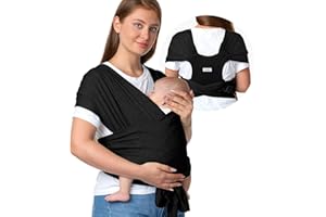 Momcozy fascia neonato con fibbia, wrap/marsupio regolabile in rete traspirante Air-Mesh, facile da indossare, 3,6–15,9 kg, vita 76–119 cm,Nero scuro