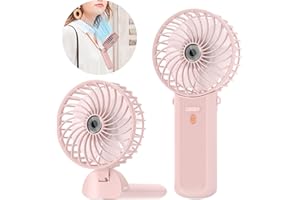 Lepwings Handventilator, Mini Ventilator USB Wiederaufladbar, 5,5-16 Std. Laufzeit, 4 Windgeschwindigkeiten, Faltbarer Leiser Kleinventilator für Reisen, Büro, Zuhause und Draußen - Rosa