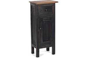 ‎DESIGN DELIGHTS DESIGN DELIGHTS Holz FLURSCHRANK Plant 80" | 80x36x25cm (HxBxT), Mahagoni Recyclingholz | Shabby Chic Telefontisch | Farbe: 04 schwarz-Natur