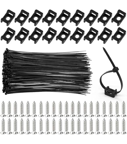sourcing map Base per fascetta fermacavi, montaggio a sella, fissaggio permanente alla scrivania, 19,6 x 9,5 x 5 mm, nero, 50 pezzi