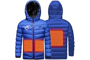 ESSUE Manteau Doudoune Chauffant Enfants Veste Chauffant Electrique Garçons Filles avec 3 Zones de Chauffage Manches Longues Veste Chauffante Doudoune imprimé Anime Vêtements Chauffants Lavable