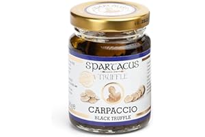 SPARTACUS TRUFFLE Truffe Carpaccio 90g – Truffe Noire en Fines Lamelles – Truffes Noires Conservées dans Huile d’Olive Extra Vierge – Spécialité Gourmet pour Pâtes, Risotto & Plats Raffinés