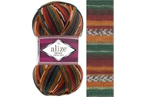 ROME YARN Sock Yarn by Alize 100 g, 420m Superwash Comfort Sock Wool 4ply 75% SW Wool - 25% Polyamide Hand Knitting Yarn Multicoloured (4447)