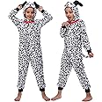 Wizland Kids Animal Onesie Costume Tiger Monkey Black Cat Lion Dalmatian Fancy Dress Costume for Boys and Girls 4-14 years