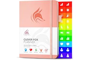 Planificateur Clever Fox - Agenda Personnel pour Booster Productivité, Motivation, Attention, Bonheur de Vie, Succès et Atteindre vos Objectifs – Journal du Quotidien et Hebdomadaire - Rose Pêche