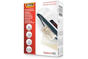 Fellowes Pouches per plastificazione per documenti, formato A6, finitura lucida, confezione da 100 pezzi, 250 micron, 2x125 micron, Finitura di alta qualità, adatti per documenti di piccolo formato