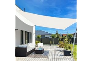LOVE STORY Vela ombreggiante 2x2m Rettangolare Impermeabile Tenda a Vela Beige Tenda da sole per esterno，PES Poliéster Protezione UV al 95% per Esterno,Giardino,Terrazzo,Balcone,Patio