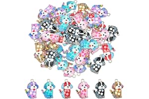 DICOSMETIC 48pcs Chien Breloques en Émail Corgi Breloques Pendentifs en Alliage D'Émail Breloques Animale pour Bricolage Collier Fabrication de Bijoux Artisanat Cadeau, Trou: 1.8mm