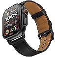 UUPWPOKT Compatible with Apple Watch Ultra 2 / Ultra Band 49mm 46mm 45mm 44mm 42mm 41mm 40mm 38mm Men Women, Top Grain Genuine Leather Band Strap for iWatch Ultra Series 10 9 8 7 6 5 4 3 2 1 SE