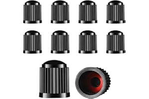 Ushine 10PCS Tyre Valve Caps,Car Tyre Valve Caps with Seals,Plastic Dust Caps for Car Tyres,Universal Tyre Dust Caps for Cars,Bikes,Mountain Bikes,Motorbikes,Trolleys-Black