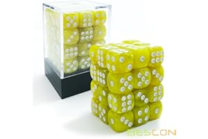 BESCON DICE Bescon 12mm 6 Sided Dice 36 in Brick Box, 12mm Six Sided Die (36) Block of Dice, Marble Yellow
