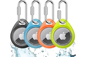 UNBREAKcable Holder for Apple AirTag (4 Pack) - TPU Protective Case with 304 Stainless Steel Twist Lock Carabiner Clip, Anti-Lost, Waterproof, Snug Fit, Anti-Scratch, 4 Colours