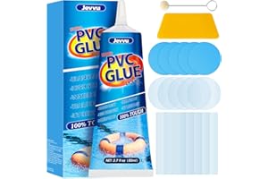 Jevvu Air Mattress Patch Kit, Heavy Duty Vinyl Inflatable Repair Kit for Air Bed, Hot Tubs, Paddling Pool, Bounce House, PVC Boat, Pool, Tent, Waterproof UV- Resistant PVC Repair Glue