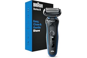 Braun Series 5 Regolabarba Uomo, Rasoio Elettrico Barba, EasyClean, Wet&Dry, Ricaricabile, Rasoio A Lamina Senza Fili, Idea Regalo, 51-B1000s Blu
