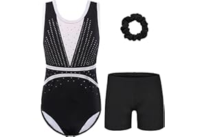 ZNYUNE Fille Justaucorps Gymnastique Couleur Dégradé avec Short et Bandeau pour Filles 3 à 16 Ans