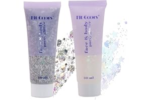 RUIBAVYA Glitter Body Gel con Lustrini Glitter Corpo per Festival Prodotto Cosmetico Glitter Make Up per Viso, Capelli, Unghie Trucco Di Lunga Durata