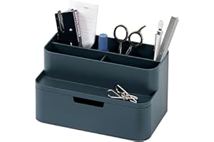 BLUE GINKGO Kompakter Schreibtisch-Organizer – kleine 5 Fächer, halbe Schublade – Stifthalter, Schreibwaren-Organizer für Schreibtisch, Schminktisch, Regal (hergestellt in Korea, Blau)