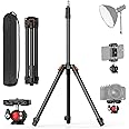 XXZU 83in/210cm Camera Tripod with Ball Head, Photography Light Stand, Reversible Portable Phone Tripod with Case, Studio Lighting Tripod For Camera/Phone/Webcam/Strobe Light/Projector/Softbox
