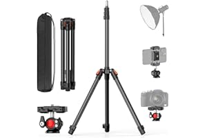 XXZU 210cm Trépied de Lampe avec Rotule, Support d'éclairage Trépied Pliant Réversible pour Studio Photographie Charge 4kg pour Softbox/Réflecteur/Lumière/Flash/Appareil Photo/Téléphone