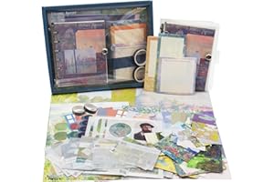 Irayin Vintage Scrapbook Zubehör Set, 154 Stück Bullet Journal Zubehör Set mit A6 Raster Notizbuch, Scrapbook Stickers, Reisebuch Geschenkset, DIY Geschenk fürMädchen Damen (Monet)