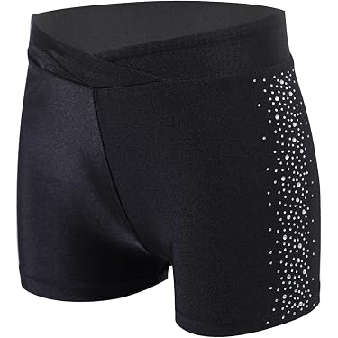 Runhomal Body E Pantaloncini Ginnastica Per Bambina: Maniche Lunghe Con Strass Per Pattinaggio, Danza E Spettacolo 5-16 Anni - 2
