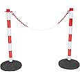 Plastic Chain Posts, Free Standing Chain Link Barrier, Red & White Safety Bollards