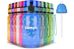 ‎BUMPLI bumpli® Trinkflasche Kinder 350ml - trinkflasche Kohlensäure geeignet, auslaufsicher, BPA-frei - Leicht & robust mit Gratis Strohhalmdeckel Kunststoff, Flüssigkeit