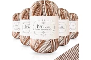‎MAXEE Maxee Handstrickgarn, 5x50 g Häkelgarn, Bunt Farbverlauf Acrylgarn zum Stricken, Weicher Wolle zum Häkeln, Mehrfarbiges Garn zum Stricken Häkeln und Basteln