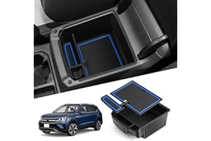 ‎WEIPIN WEIPIN Compatible with VW Tiguan MK2 AD1 2016-2022 2023 Centre Console Armrest Storage Box Accessories Centre Armrest Organiser Tray, Multifunctional Glove Box with Non-Slip Mat (Blue)