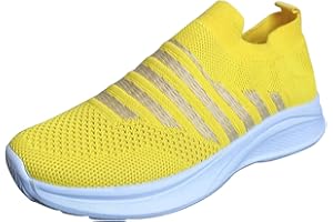LSEEKA Damen Sportschuhe Sneaker Laufschuhe Gestreifte Freizeitsportschuhe Atmungsaktive Mesh Freizeitschuhe Laufschuhe Sportschuhe Sneaker Schwarz,Gelb,Braun 37,38,39,40,41,42
