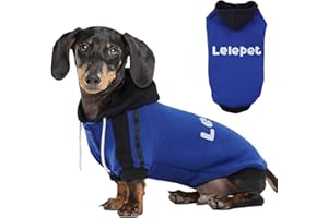 Lelepet Felpa con cappuccio per cani bassotto, felpa con cappuccio per cuccioli, pullover per cani bassotto con stampa Lelepet, caldo maglione in pile di cotone, morbido abbigliamento invernale per
