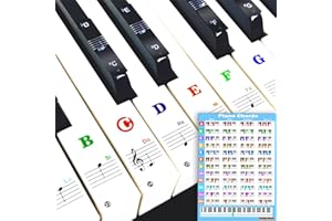 JUNLEGO Piano Keyboard Stickers with Piano Chord Chart，for 88/61/54/49 Key,Note Labels for Beginners and Kids, Piano Notes Guide Piano Key Stickers for Learning, Easy to Install and Remove (Colorful)