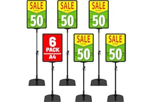 VAIIGO Lot de 6 supports pour affiches A4 - Support réglable pour affichage sur table - Support de signalisation réglable - Présentoir de menus publicitaires pour entreprise, bureau, restaurant