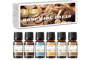 EUQEE Set di Oli Essenziali, Olio Profumato per Diffusori, Homemade Bread - Torta di Zucca, Crema di cocco, Biscotto, Torta di caffè, Pancake ai Mirtilli, Zucca Caramellata Salata, 6 x 10ml