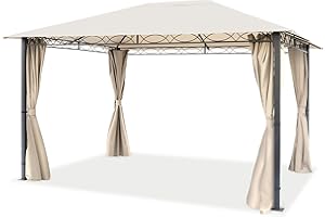 TOOLPORT Gartenpavillon 3x4 m wasserdicht Premium Pavillon mit 4 Seitenteilen Gartenzelt ca. 220g/m² Dachplane in Creme Partyzelt