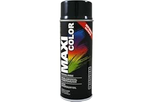 Maxi Color NEW QUALITY Sprühlack Lackspray Glanz 400ml Universelle spray Nitro-zellulose Farbe Sprühlack schnell trocknender Sprühfarbe (RAL 9017 Verkehrsschwarz glänzend)