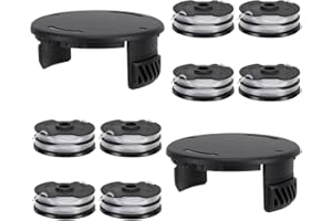 HTBAKOI 8 Bobine Fil pour Coupe Bordure Compatible avec Parkside 13600210 + 2 Couvercle Piece Detachee pour Parkside Bobine de Fil Pièces Détachées pour LIDL PRTA 20-Li C3 A1B2 PRT 550 A1 A3 PRT 300 A1