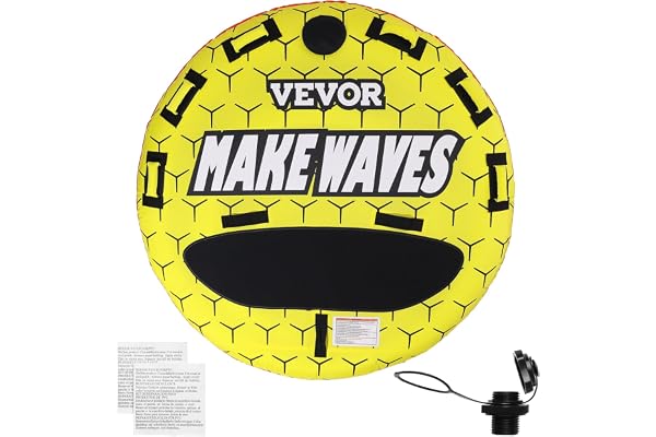 VEVOR Bouée tractée gonflable pour bateau, tube remorquable pour 1 à 3 passagers, 231 kg, tube rond de 1600 mm pour bateaux à tirer, housse en nylon, poignées en EVA et soupape de sécurité de vitesse