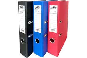 JOTIE Set of 3 A4 Lever Arch Files for Paperwork A4 Folders with 70mm Spine, Thumb Ring & Elegant Anti-Spill Cover | Large Ring Binders | File Storage & Office Supplies Assorted Colours