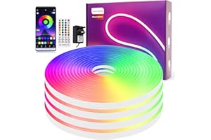 ELOUYCKE RGB LED Strip Lights 10M, Neon Light Strip Color Changing, Music Sync, Timer, Silicone DIY Flexible LED Rope Lights with Remote, App Control for Bedroom, Indoor, Outdoor, Party Decor