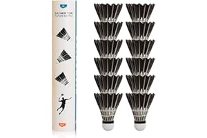BAIHUALIN WHiZZ Durable Goose Feather Shuttlecocks Badminton Balls Shuttles for Recreational Game Play, 12 Pcs Black