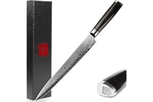 YOUSUNLONG Sunlong Couteau à filet de poisson Sashimi,Lame 254mm,japonais VG10 à haute teneur,couteau à sculpter pour droitier,gaine en bois de noyer,sac à couteau en flanelle