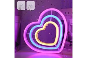 DWOOKE Rainbow Heart Neon Light Sign for Wall Decor - LED Battery or USB Powered - Colorful Love Light for Bedroom, Girl's Room, Party, Valentine's Day, Wedding
