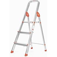 Bathla Advance 3-Step Foldable Aluminium Ladder with Sure-Hinge Technology (Orange)