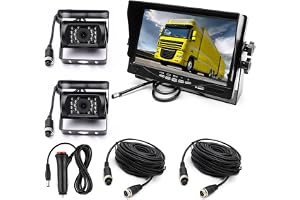 Omvänd kamerakit, 4 stift 2 x vattentät 18 LEDs mörkerseende backkamera med 10 m luftfartskabel +12-24 V 7 tum TFT LCD-skärm för stor lastbil/buss/husvagn/spårvagn/husbil