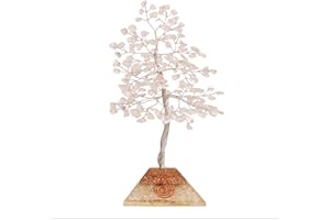 FASHIONZAADI Clear Quartz silver wire crystal tree,crystals and gemstones tree of life Pyramid base crystal tree,decorative home accessories, house warming gifts new home, gifts for women birthday unique,7.5 inch