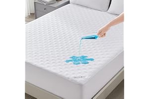 BEDLORE Double Mattress Protector Waterproof, Brushed Microfiber with Upgraded TPU Layer, Extra Deep Pocket Fitted Sheet Style, Hypoallergenic, Breathable, Noiseless, Oeko-tex Mattresses Cover (White)