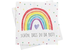 CALLUNA PRODUKTE MIT HERZ CALLUNA Napkins for Birthdays, Parties and Celebrations - Pack of 20 - 33 x 33 cm, Folded to 16.5 x 16.5 cm - with Beautiful Rainbow Motif and Saying - Sustainable Production and Chlorine-Free