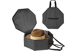 BOCZIF Scatola portaoggetti per cappelli per donne e uomini, borsa portaoggetti per cappelli da viaggio, pieghevole, custodia per cappelli da cowboy con manico, contenitore grande per il trasporto (grigio