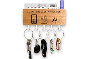 CUBIBOO®️ Llavero de Pared de Diseño Japonés Compacto (18,2 X 7 x 3 CM) + 5 Llaveros de Alambre de Acero Inox - Colgador de Llaves para Pared - Cuelga Llaves Pared (Padre) (Print 04)